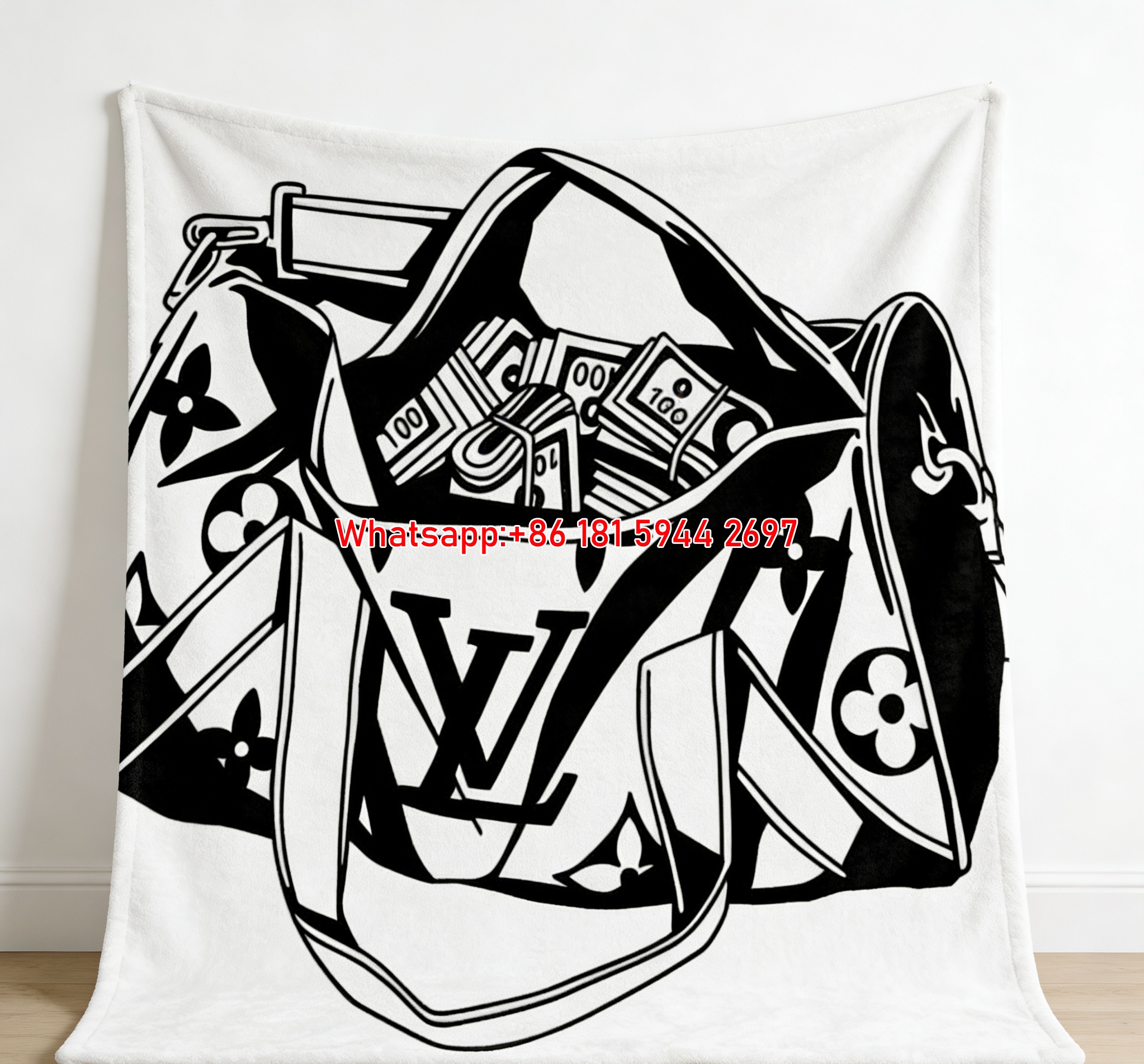 LV Money Bag Flannel Throw Blanket 286